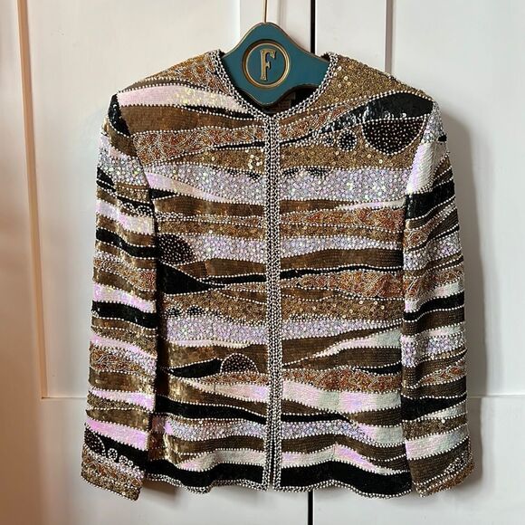 Bergdorf Goodman Liza Carr Hand Embroidered Silk Blazer - Picture 1 of 7